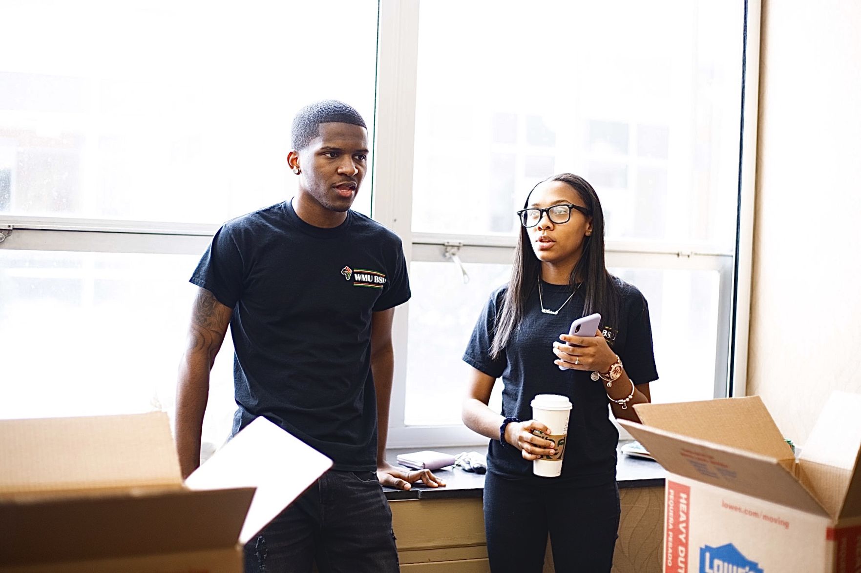 Black Student Union President Jerjuan Howard (left) and Vice President Keirra Kelly at BSU's MLK Day of service event.